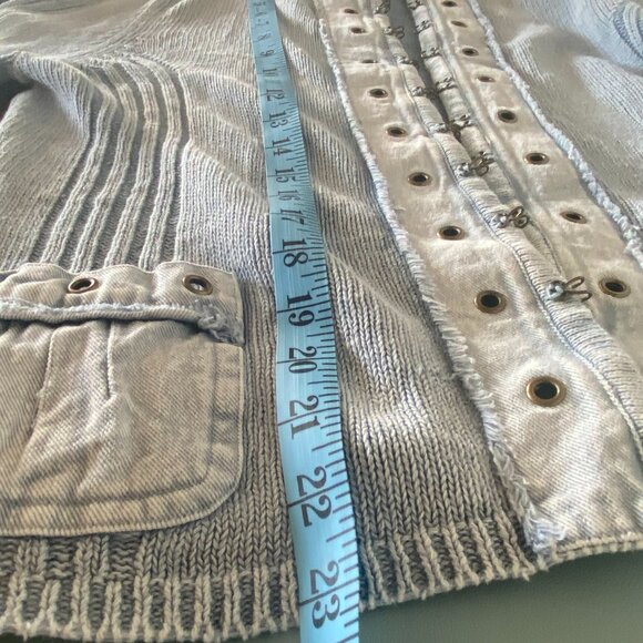 Military style knit cardigan with denim accents - Medium - Sgt. Pepper - Picture 12 of 14